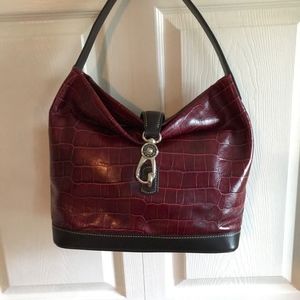 Dooney & Bourke Croc Embossed Leather Logo Lk Hobo